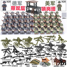 (40PCS-K) War II the British and German armies Desert Military Sodiers Weapons Minifigures Kids Toys Gifts
