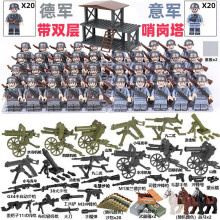 (40PCS-G) War II the British and German armies Desert Military Sodiers Weapons Minifigures Kids Toys Gifts