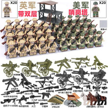 (40PCS-M) War II the British and German armies Desert Military Sodiers Weapons Minifigures Kids Toys Gifts