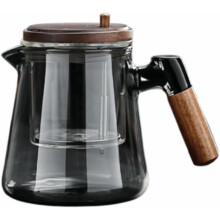 (Gray) Tea Pot with Infuser, Glass Teapot for Loose Tea, Camping, Travel