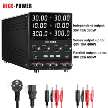 NICE-POWER Alimentation de laboratoire à découpage double canal 30V 10A, régulable avec fonctions série et parallèle