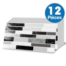 Lot de 12 autocollants muraux auto-adhésifs en PET brillant, 30x15 cm, imperméables, pour cuisine et salle de bain