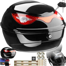 tectake Maleta Traseira para Moto, com fecho seguro e refletor, plástico, 38 x 40 x 30 cm para 1 capacete