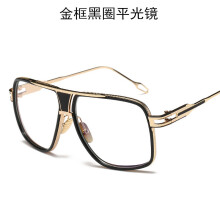 (Gold Black Clear)Flat Top Square Retro Vintage Big Oversized Aviator Sunglasses Mens Womens Usa