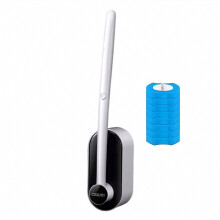 Wall Mounted Disposable Toilet Brush Set 8 Sponge Heads Soft Toilet Cleaner Brush Convenient Bathroom Cleaner Kit(Black)