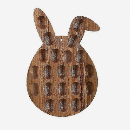 Bunny Shape Wooden Serving Tray 21 Holes Deviled Eggs Holder Serving Platter for Easter Party Spring