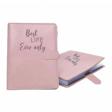 A6 Budget Binder Notebook with Card Pockets PU Leather Binder Magnetic Organizer For Savings & Bills(Pink)