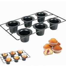 6 stuks Premium Muffinvormen met antiaanbaklaag, frame van koolstofstaal, grote diepe vorm
