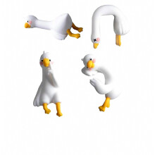 4PCS Cute Goose Figurines Mini 3D Craft Figurine Goose Statues for Office Monitor & Dashboard Decor