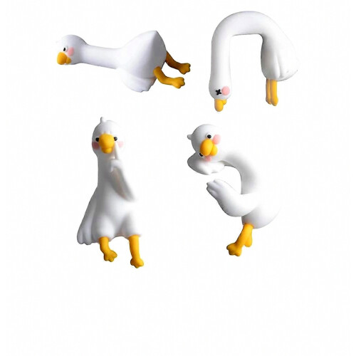 simpatiche statuette di oche, mini statuette 3D decorative per monitor e dashboard da ufficio.
