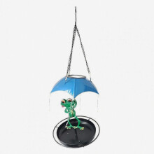 Mangeoire solaire d'extérieur avec lumiÚre LED, décoration de jardin, figurine de grenouille, parapluie nain - A