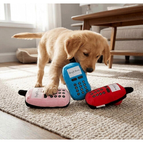 Cuddle Phone Shape Phone Soft Squeaky Built-in Dog Interactive Light Weight Bite Friendly Squeaky Pet Interactive Game(Pink) 1
