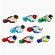 8pcs Hand Blown Glass Bird Figurine Mini Decorative Animal Statue Miniature Bird Ornament for Home Office Table Decor