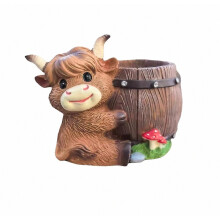 Schattige mini bloempot in de vorm van een koe met drainagegaten, gemaakt van hars, perfect voor huis, boerderij, terras, tuin, achtertuin of bureau.