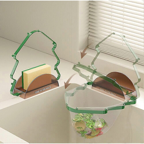 Kitchen Sink Filter Mesh, Christmas Tree Sewer Garbage Filter, Foldable Meal Residue Pool Mesh Bag, Screen Sink Garbage-A 2