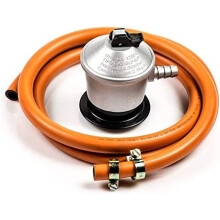 Com Gas, Kit de mangueira de 1,5 metros e regulador de 30 gr, com 2 abraçadeiras
