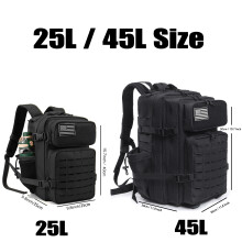 Sac à dos de trekking Noir, 45L, pour camping et activités de plein air