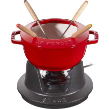 STAUB, serviço de fondue em ferro fundido esmaltado, 21,7 x 16,7 x 8,4 cm, com 4 garfos