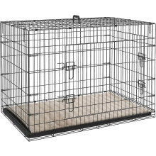 PawHut jaula para cães dobrável, com almofada, 106x71,5x76 cm, preto e bege