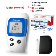 Sinocare Safe Accu2 bloedglucosemeter, 100 kit mmol, met 100 teststrips en 100 lancetten