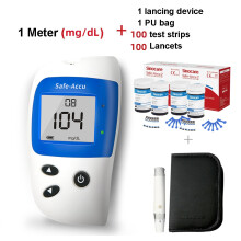 Sinocare Safe Accu2 bloedglucosemeter, set van 100 teststrips en lancetten, 100 kit mgdL
