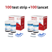 Sinocare Safe Accu2 bloedglucosemeter, set van 100 teststrips en 100 lancetten