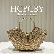 (Brown) Dark Green Shiny Rhinestone Ring Handbag, Elegant Women Evening Bridal Clutch Purse