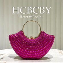 (Rose red) Dark Green Shiny Rhinestone Ring Handbag, Elegant Women Evening Bridal Clutch Purse