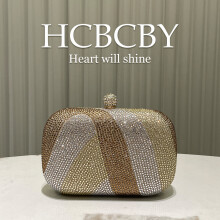 (Gold) Gold Gorgeous Shiny Rhinestone Mini Bag, Elegant Women Box‑Style Evening Clutch Purse