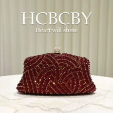 (Burgundy) Burgundy Shiny Elegant Rhinestone Clutch, Stylish Women Evening Handbag Bridal Purse