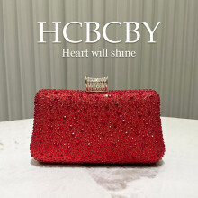 (Red) Women Shiny Party Bag, Luxury Hotfix Rhinestone Elegant Socialite Evening Clutch Purse