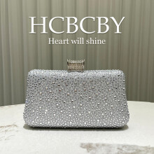 (Silver) Women Shiny Party Bag, Luxury Hotfix Rhinestone Elegant Socialite Evening Clutch Purse