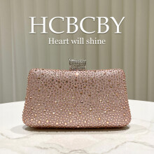 (Pink) Women Shiny Party Bag, Luxury Hotfix Rhinestone Elegant Socialite Evening Clutch Purse