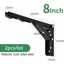 KAK opvouwbare plankbeugel, set van 2, roestvrij staal, zwart, 8inch, voor tafelwerk
