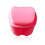 (Pink)Denture Bath Box Cases Dental False Teeth Storage With Hanging Container Net 1
