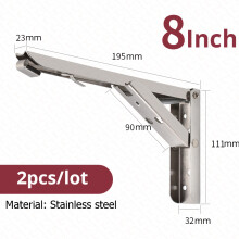 KAK opvouwbare plankbeugel, 8 inch, Argent, roestvrij staal, voor tafelwerk