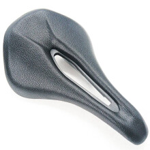 Retro fietszadel, 155mm, leer, zwart, voor MTB en racefiets
