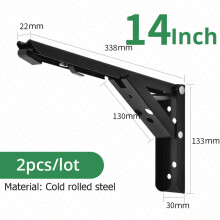 KAK opvouwbare plankbeugel, 14inch, zwart, roestvrij staal, voor tafelwerk