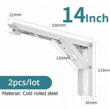 KAK opvouwbare plankbeugels, set van 2, roestvrij staal, 14 inch, wit