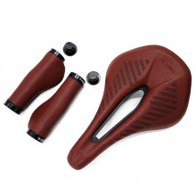 Retro fietszadel, 155mm, leer, bruin, met stalen rails en handvatten