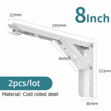 KAK opvouwbare plankbeugels, set van 2, roestvrij staal, wit, 8inch, voor tafelwerk