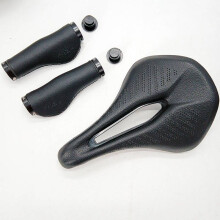 Retro fietszadel, 155mm, leer, bruin, met handvatten voor MTB en racefiets