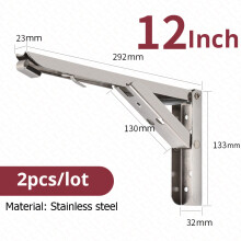 KAK opvouwbare plankbeugel, zilver, 12inch, roestvrij staal, voor tafelwerk