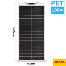 Panneau Solaire Flexible PET 100W, 1000x460mm, Chargeur de Batterie 12V pour Maison, Camping et RV