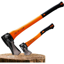 GARDEBRUK conjunto de 2 machados para lenha, grande e pequeno, aço de carbono, para jardim