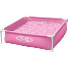 Intex Piscina Desmontável Infantil Mini Frame, Rosa, 122x122x30 cm, 342 L, com Tapão de Drenagem e Remendo
