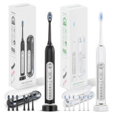 SUBORT S7 Super Sonic elektrische tandenborstel, zwart en wit, 5 modi met slimme timer en IPX7 waterdicht