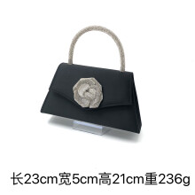 (Black) Stylish Women Evening Bag, Rhinestone Floral Party Bridal Wedding Clutch Purse