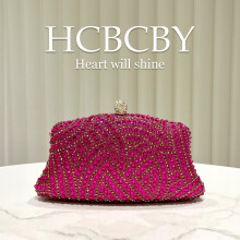 (Rose red) Women Shiny Luxury Rhinestone Evening Bag, Elegant Stylish Clutch Purse for Formal Dresses