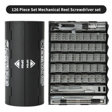 Precisie schroevendraaierset, set van 126 in 1, magnetische bits, zwart, voor reparatie van telefoons en elektronica